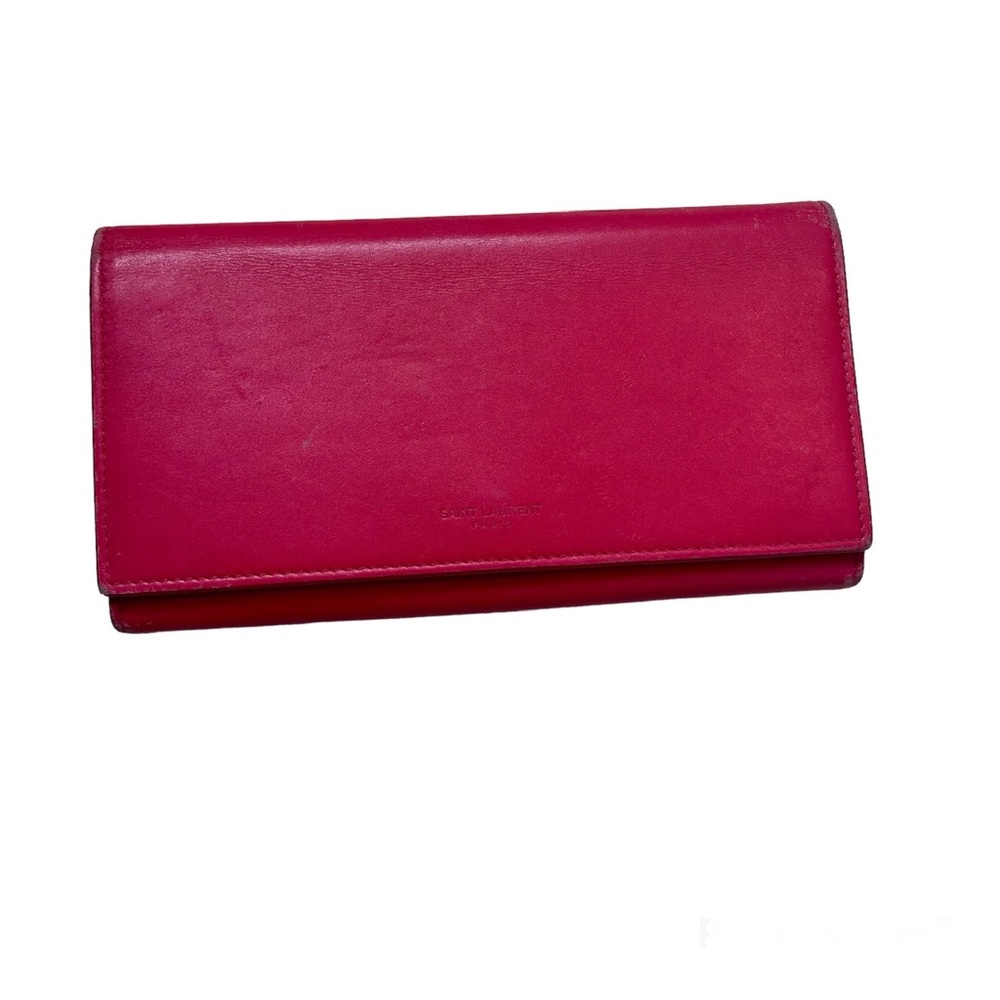 YSL Yves Saint Laurent women’s pink leather‎ long wallet